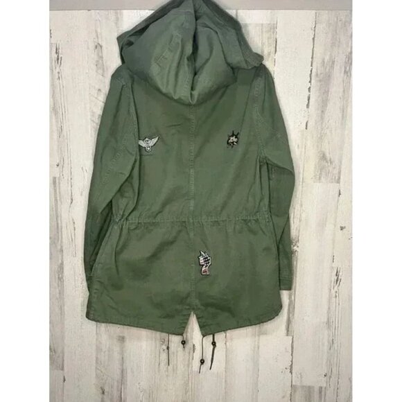Size M Bagatelle Olive Patch Field Jacket Drawstring Hooded‎ Pockets Nordstrom - Picture 10 of 15